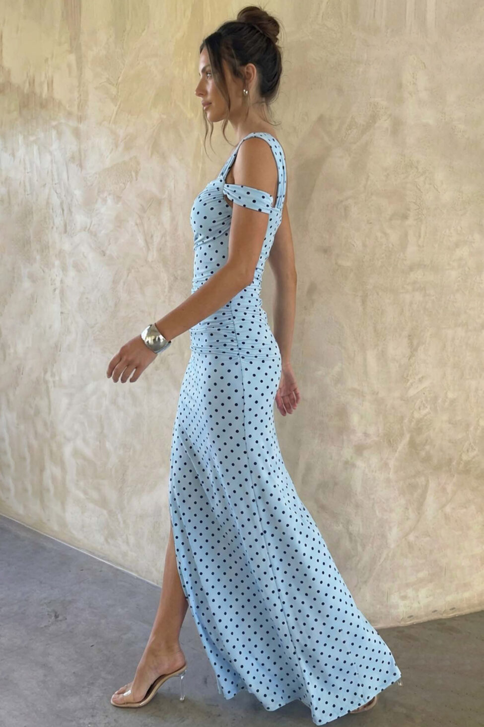 Etna φόρεμα μάξι πουά σιελ - Image 2