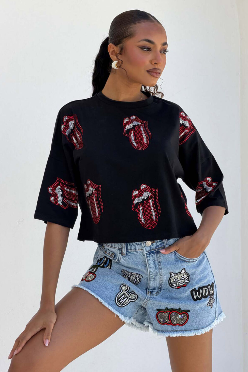 Fizzy τζιν σορτς με σχέδια μπλε - Image 2