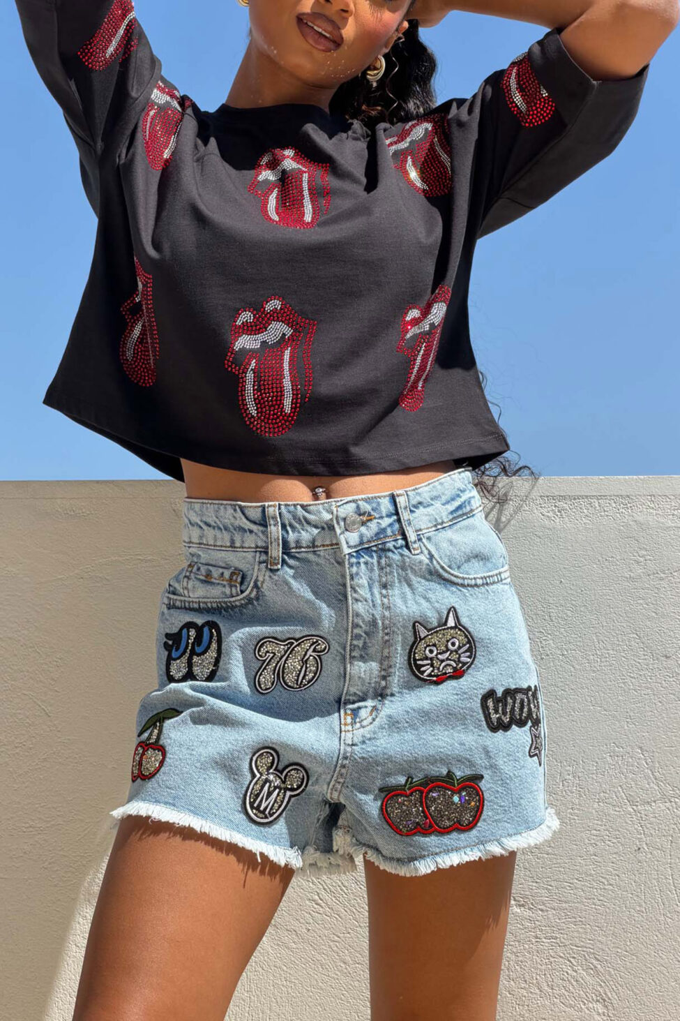 Fizzy τζιν σορτς με σχέδια μπλε - Image 3