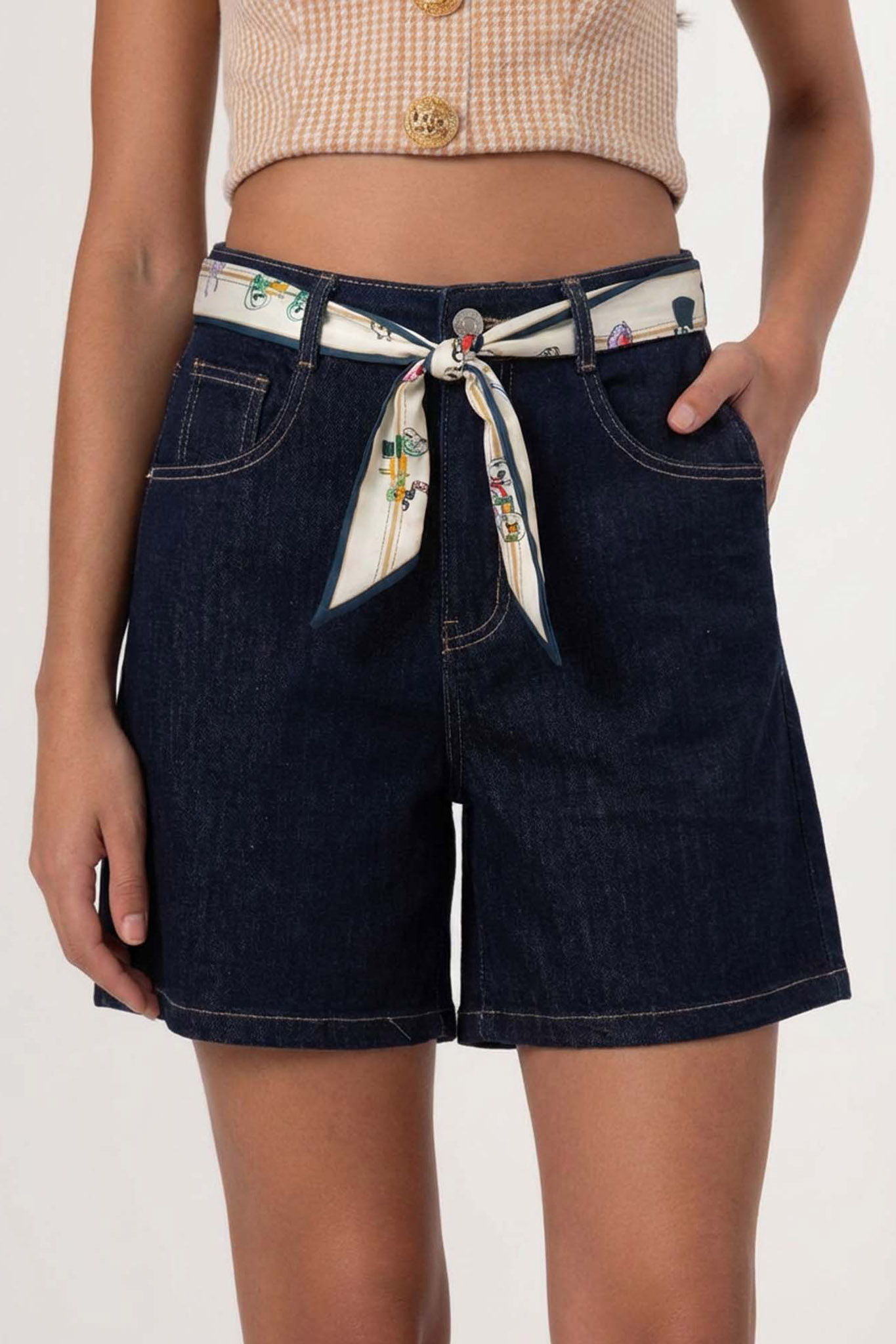 Fonzell τζιν σόρτς με ζωνάκι μπλε σκούρο - Image 1