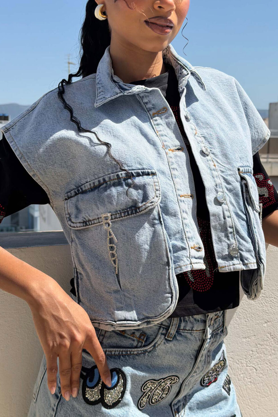 Funky τζιν γιλέκο μπλε - Image 3