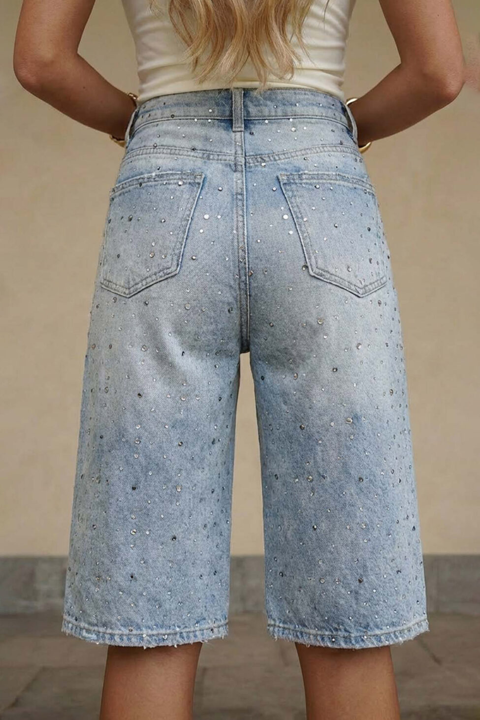 Gepetto τζιν βερμούδα με στρας light blue - Image 2