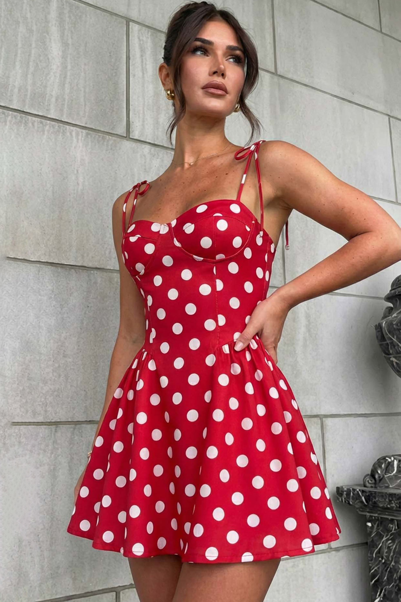 Halation μίνι φόρεμα πουά κόκκινο Halation μίνι φόρεμα πουά κόκκινο - Image 1