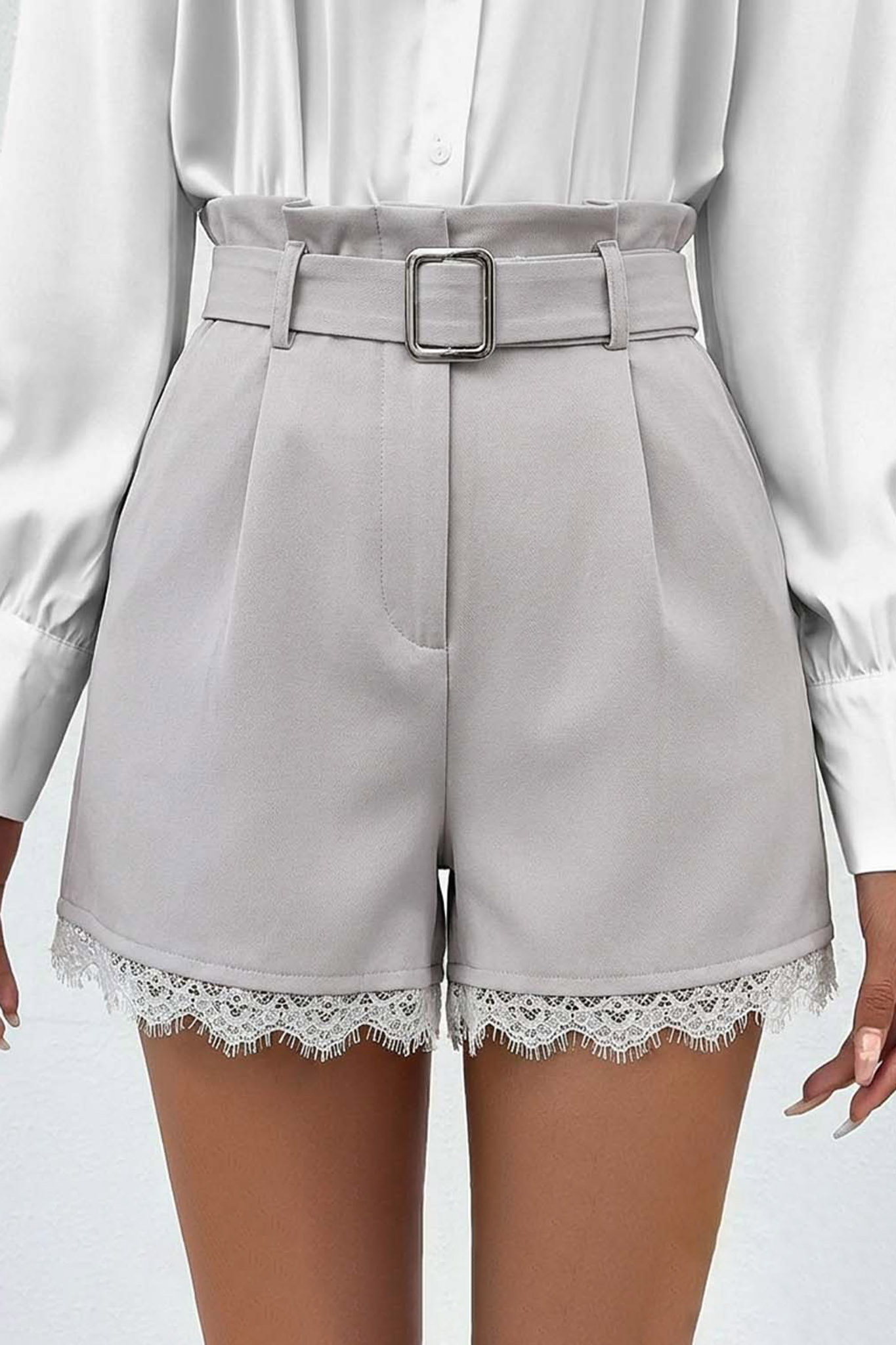 Jessie σορτς με ζώνη και δαντέλα στο τελείωμα πούρο - Image 1