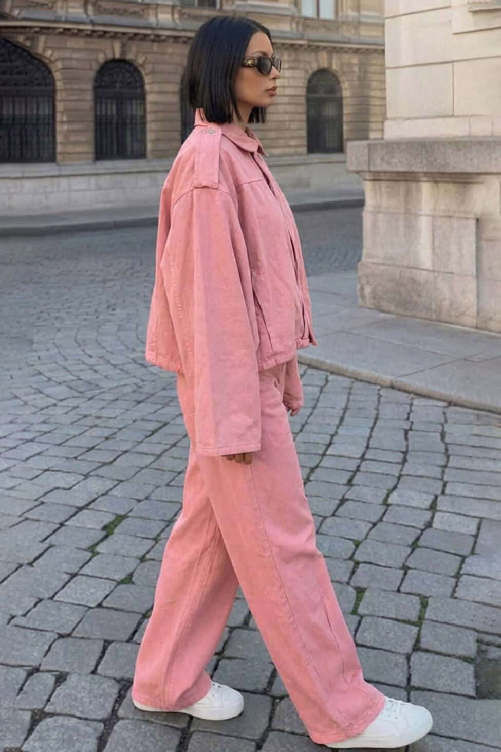 Jezebel σετ τζάκετ παντελόνι ροζ - Image 2