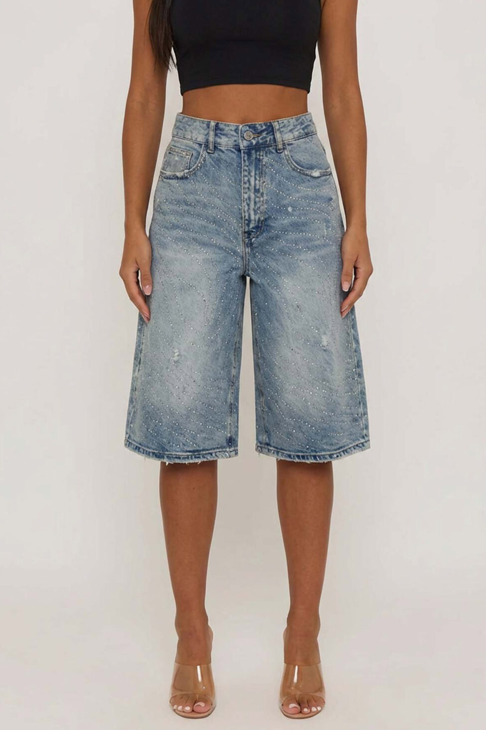 Juin τζιν βερμούδα με στρας μπλε - Image 3