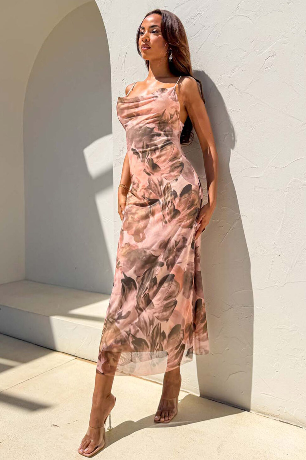 Jupiter Φόρεμα Μίντι Φλοράλ μπεζ - Image 3