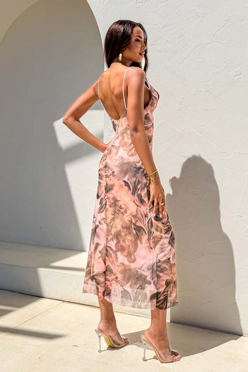 Jupiter Φόρεμα Μίντι Φλοράλ μπεζ - Image 6