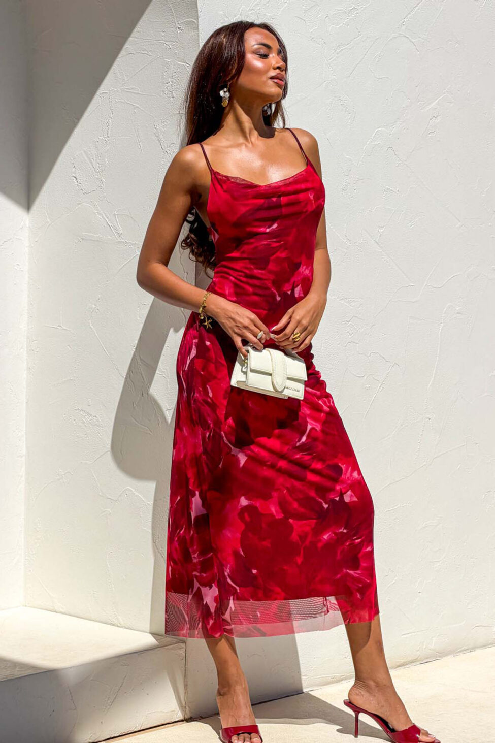 Jupiter Φόρεμα Μίντι Φλοράλ μπορντό - Image 2