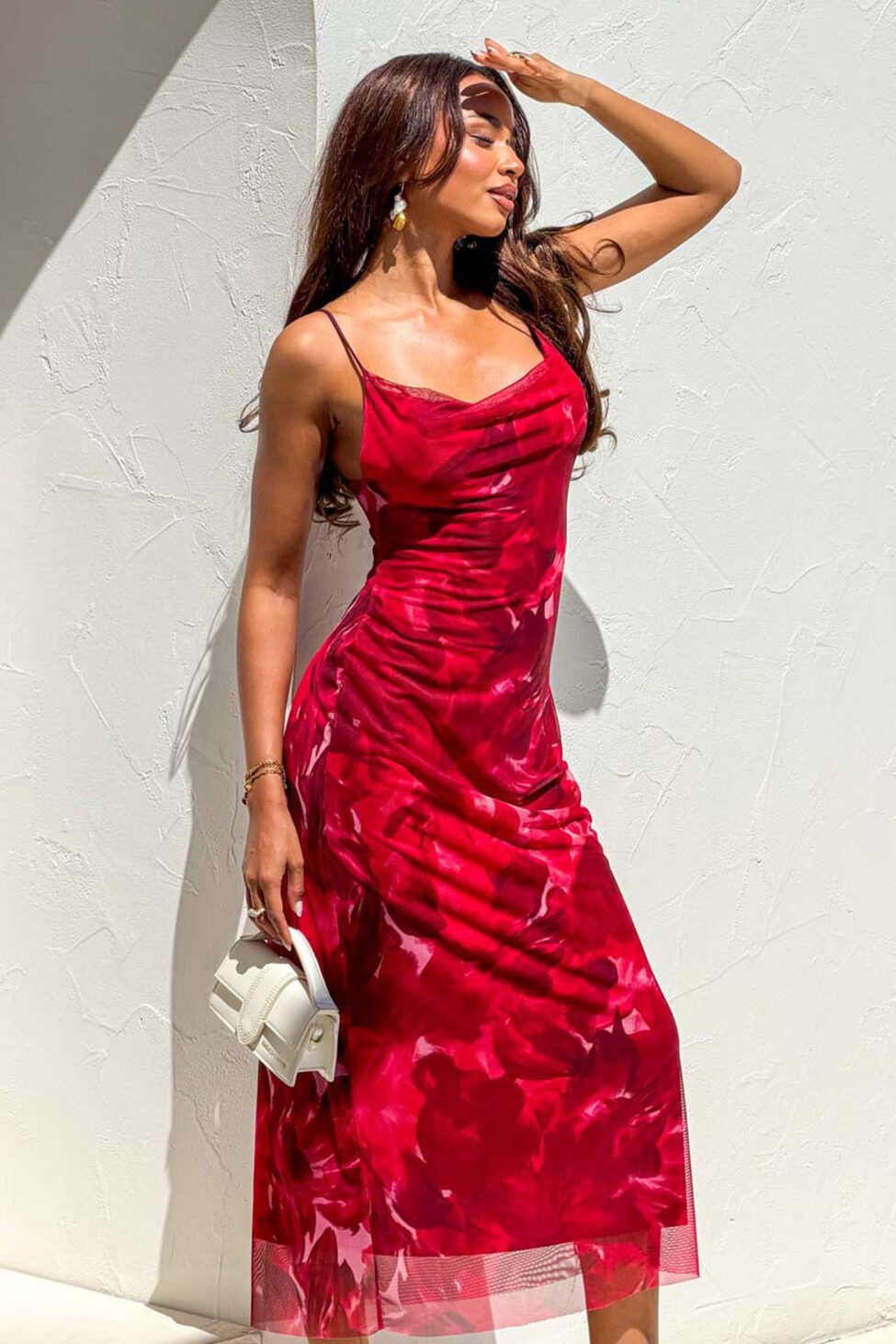 Jupiter Φόρεμα Μίντι Φλοράλ μπορντό - Image 4