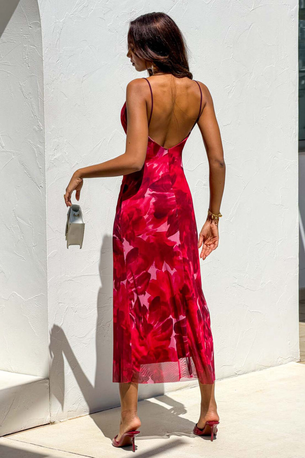 Jupiter Φόρεμα Μίντι Φλοράλ μπορντό - Image 5