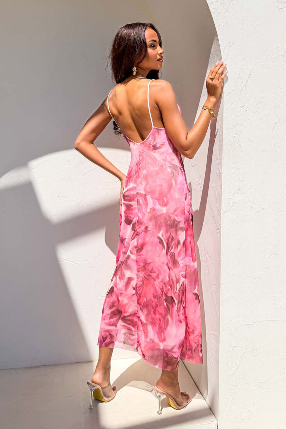 Jupiter Φόρεμα Μίντι Φλοράλ σομόν - Image 6