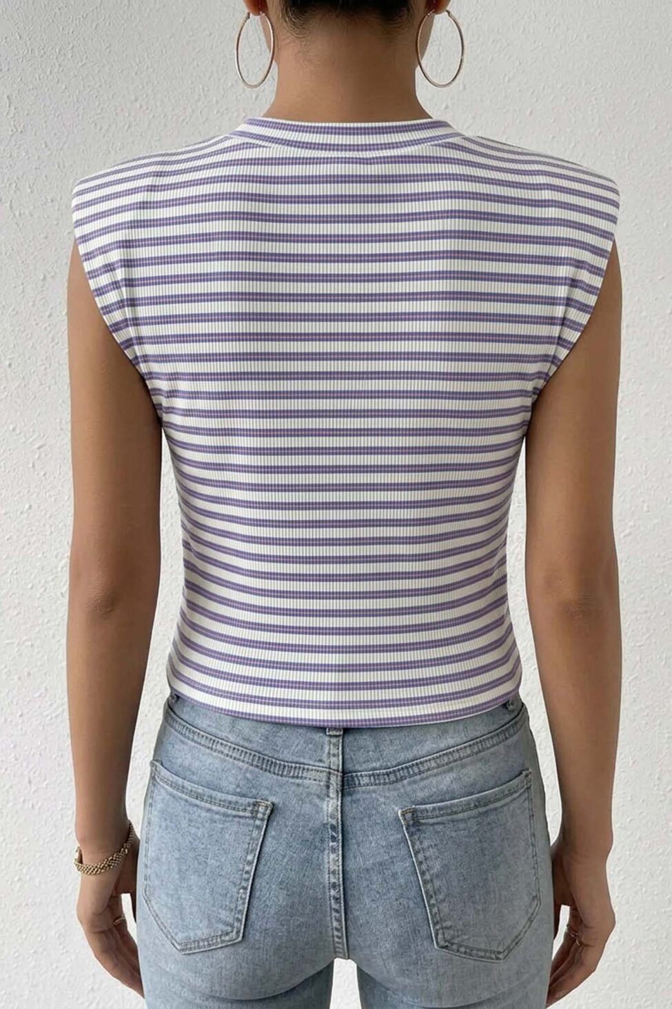 Kathy τοπ αμάνικο με ρίγες μωβ - Image 2