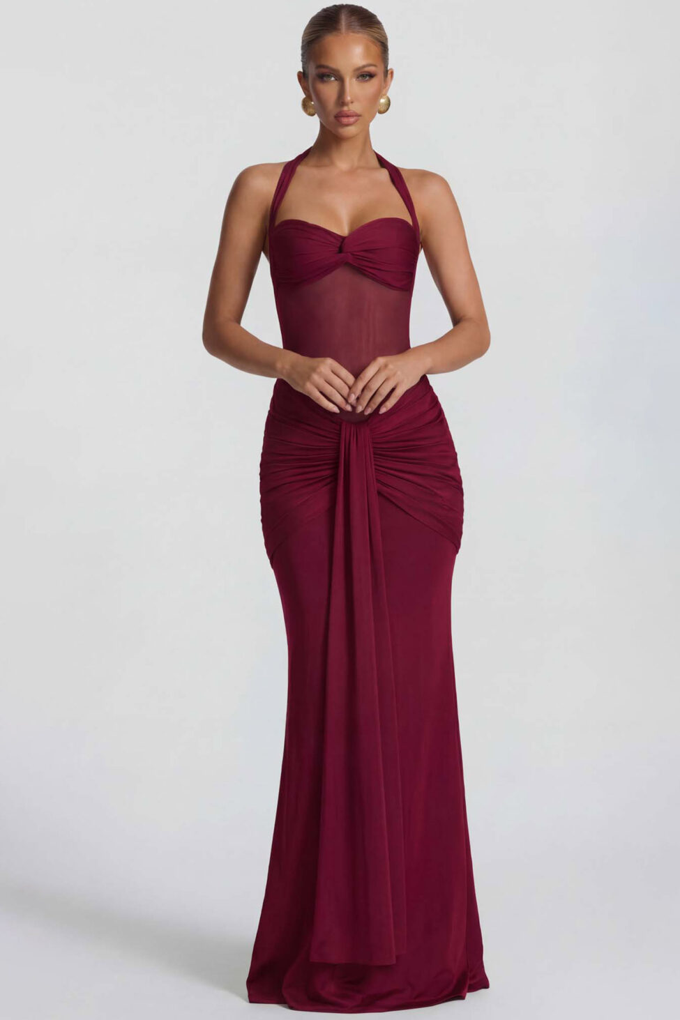 La Luna Φόρεμα Μάξι Εφαρμοστό μπορντό - Image 5