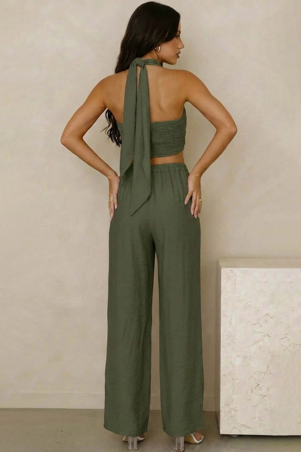 Liberica σετ τοπ παντελόνι χακί - Image 2