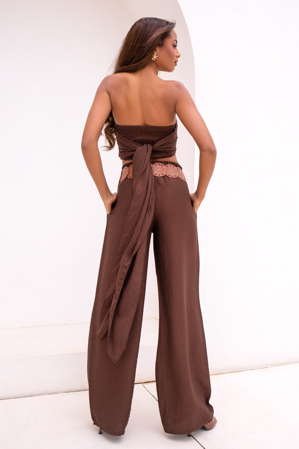 Liberica σετ τοπ παντελόνι καφέ - Image 2