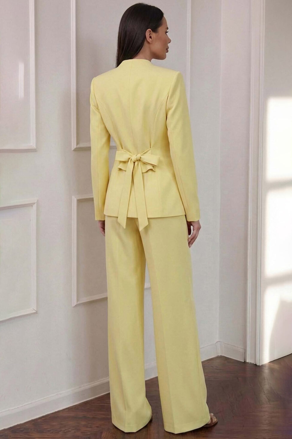 Lido σετ σακάκι παντελόνι κίτρινο - Image 2