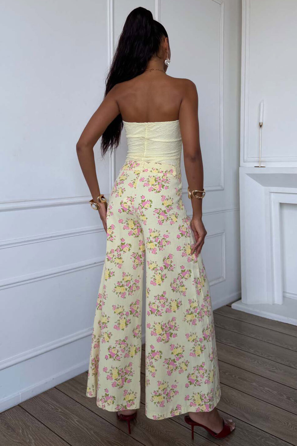 Lissea παντελόνι φλοράλ κίτρινο - Image 2