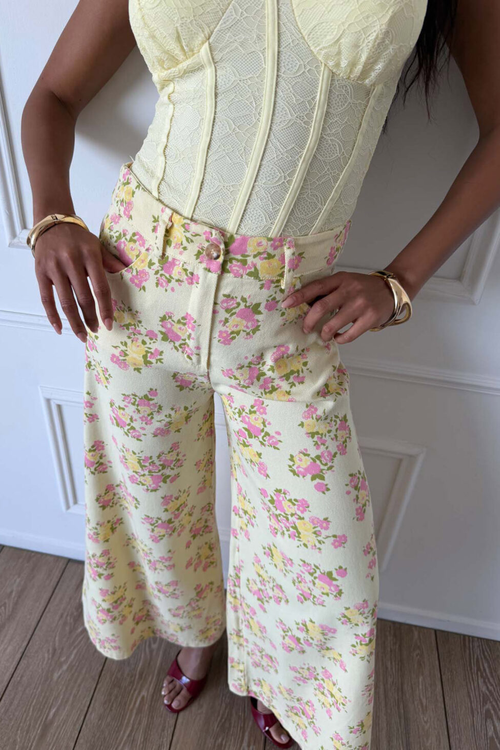 Lissea παντελόνι φλοράλ κίτρινο - Image 3