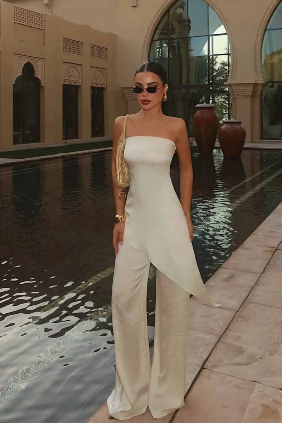 Livia Σετ στράπλες με τοπ και παντελόνι εκρού - Image 2