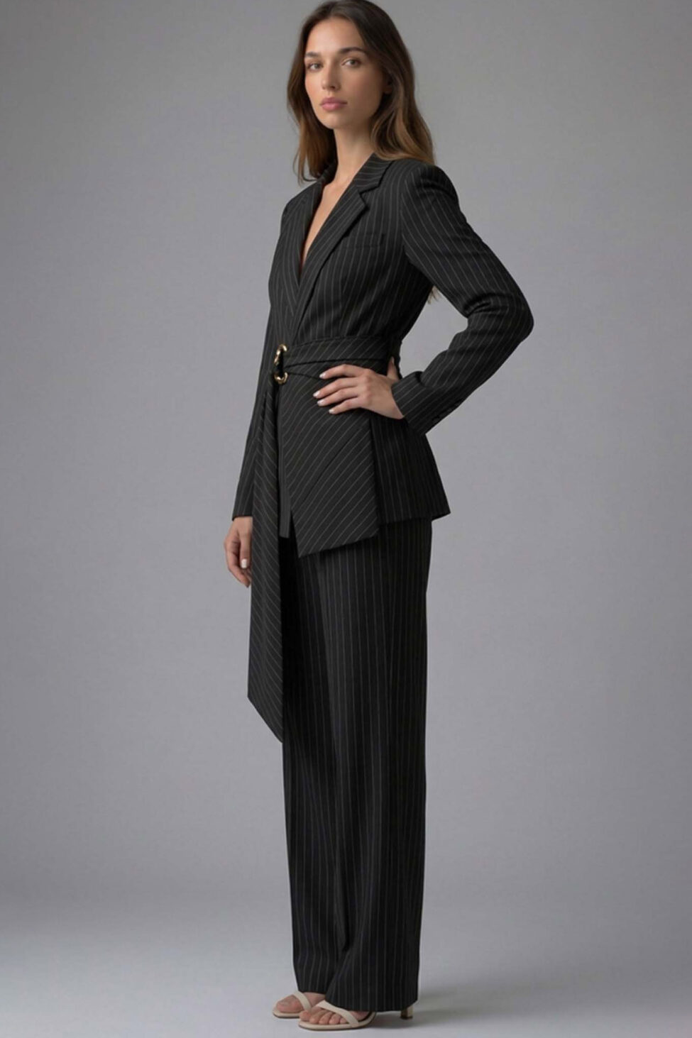 Minnesota σετ σακάκι παντελόνι ριγέ μαύρο - Image 2