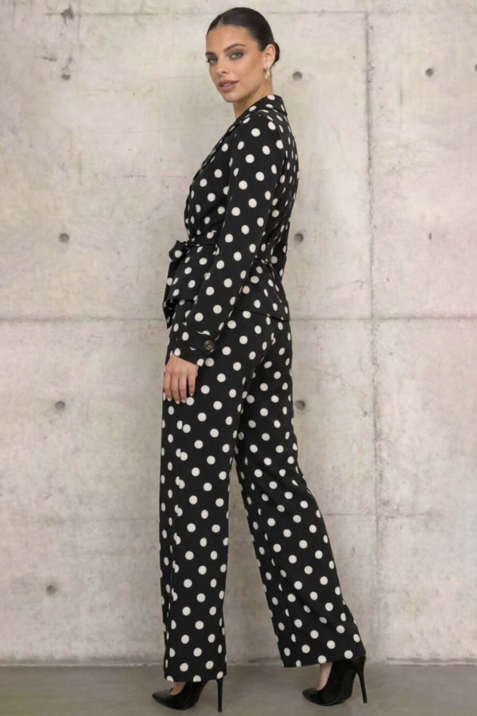 Mudslide σετ σακάκι παντελόνι πουά μαύρο - Image 2