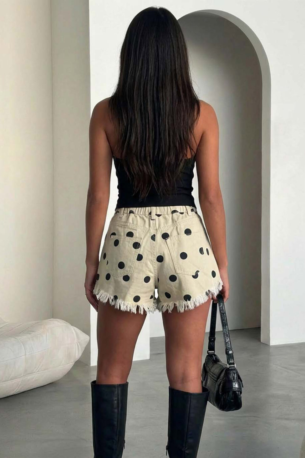 Navile πουά σορτς μπεζ - Image 2