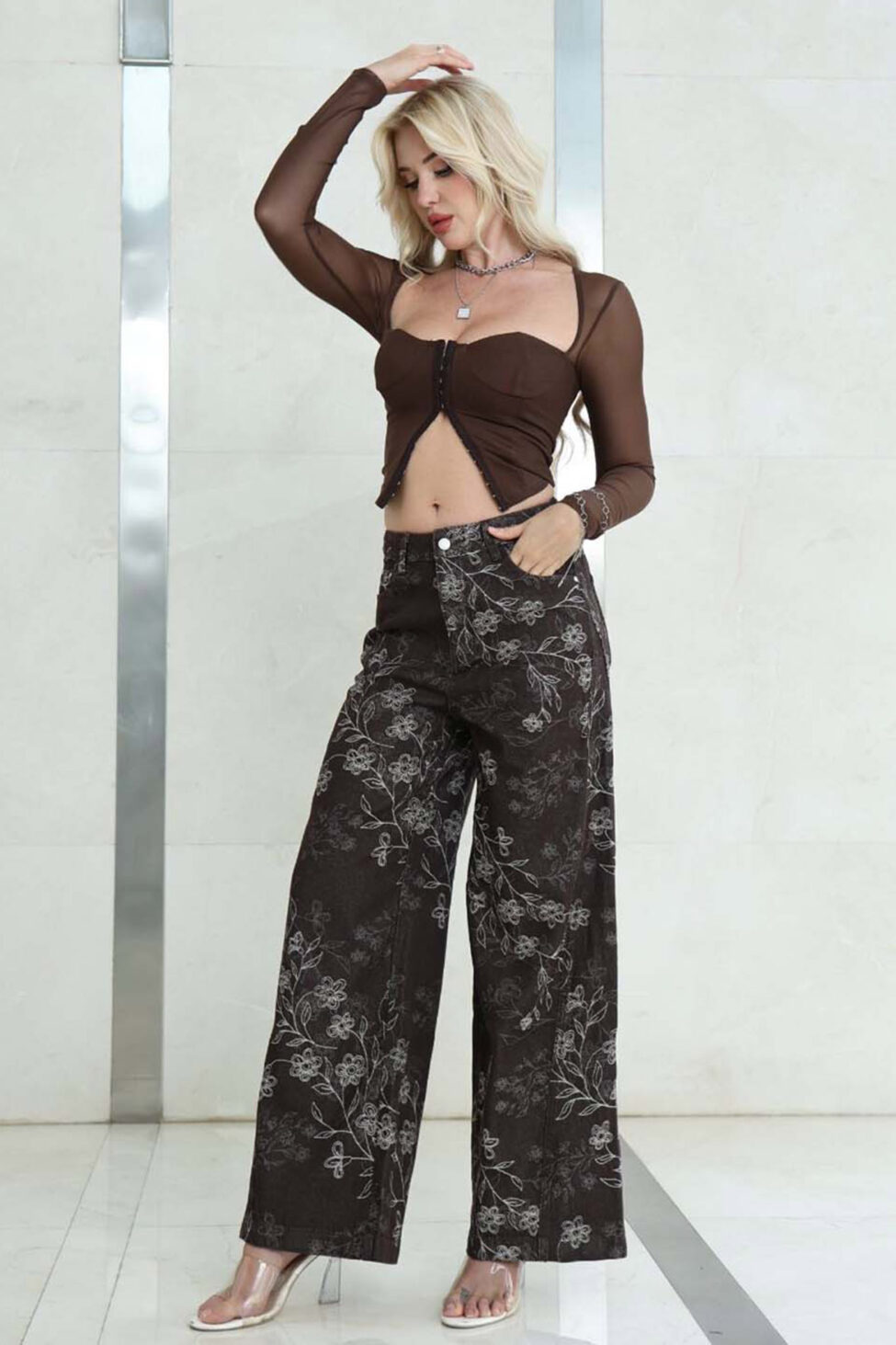 New Leaf τζιν παντελόνι καφέ - Image 2