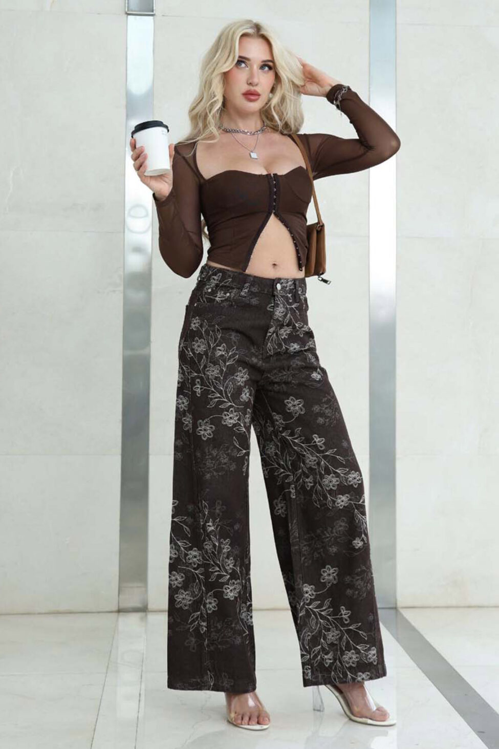 New Leaf τζιν παντελόνι καφέ - Image 3