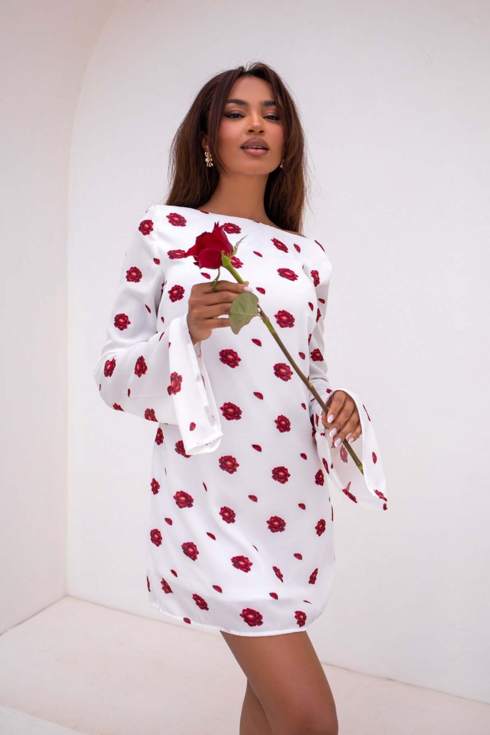 Not for everyone μίνι φλοράλ φόρεμα λευκό - Image 2