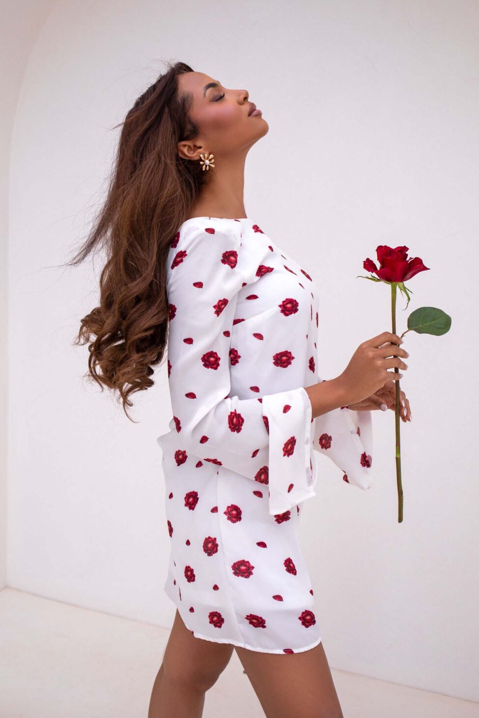 Not for everyone μίνι φλοράλ φόρεμα λευκό - Image 4