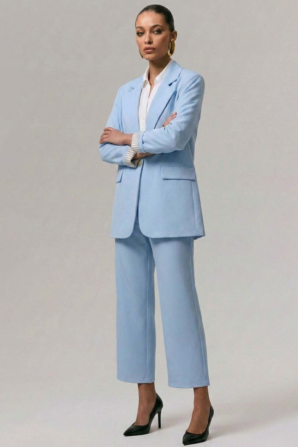 Olwen σετ σακάκι παντελόνι σιελ - Image 2