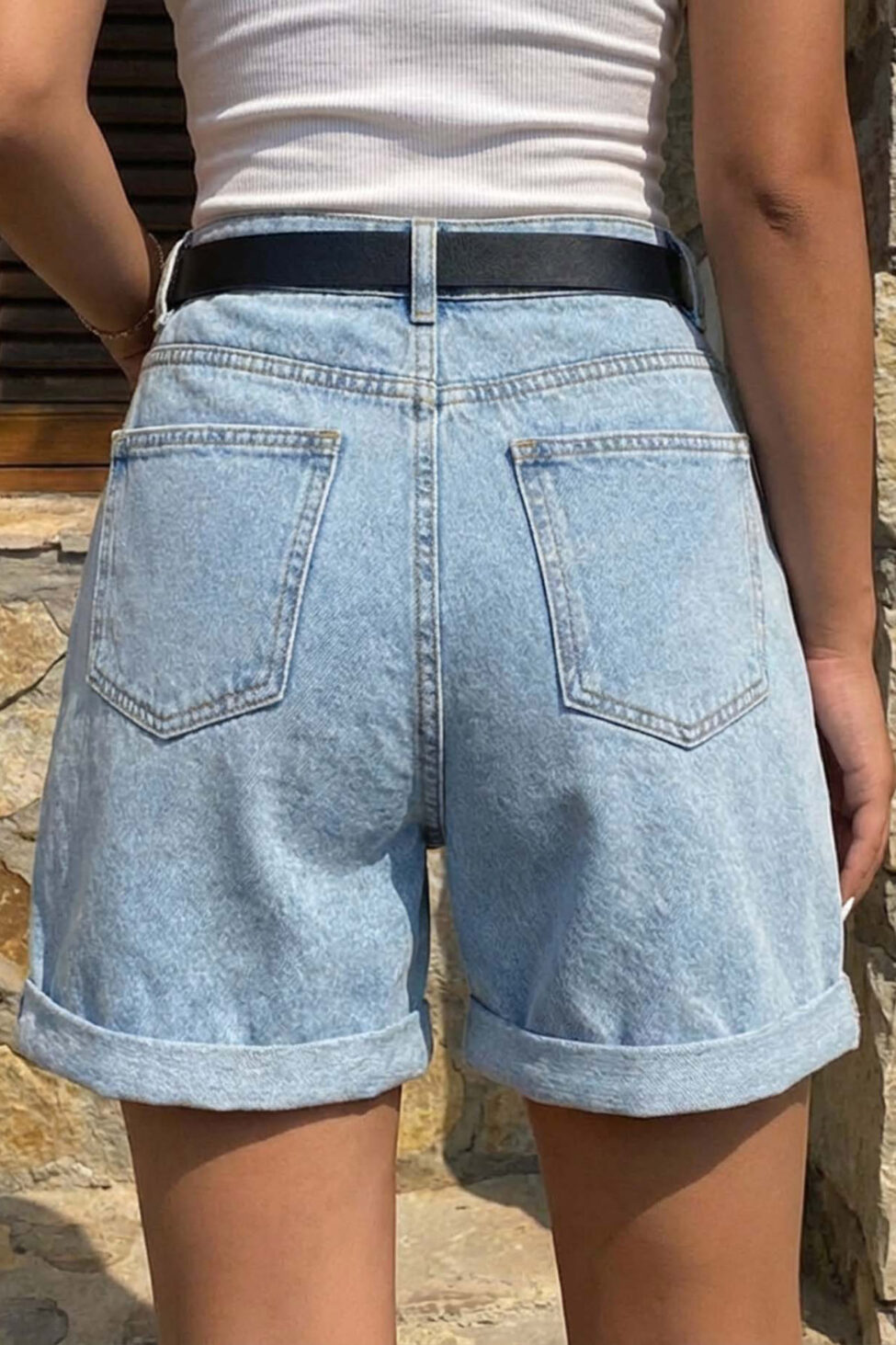 Piggy τζιν σορτς με ζωνάκι μπλε - Image 2