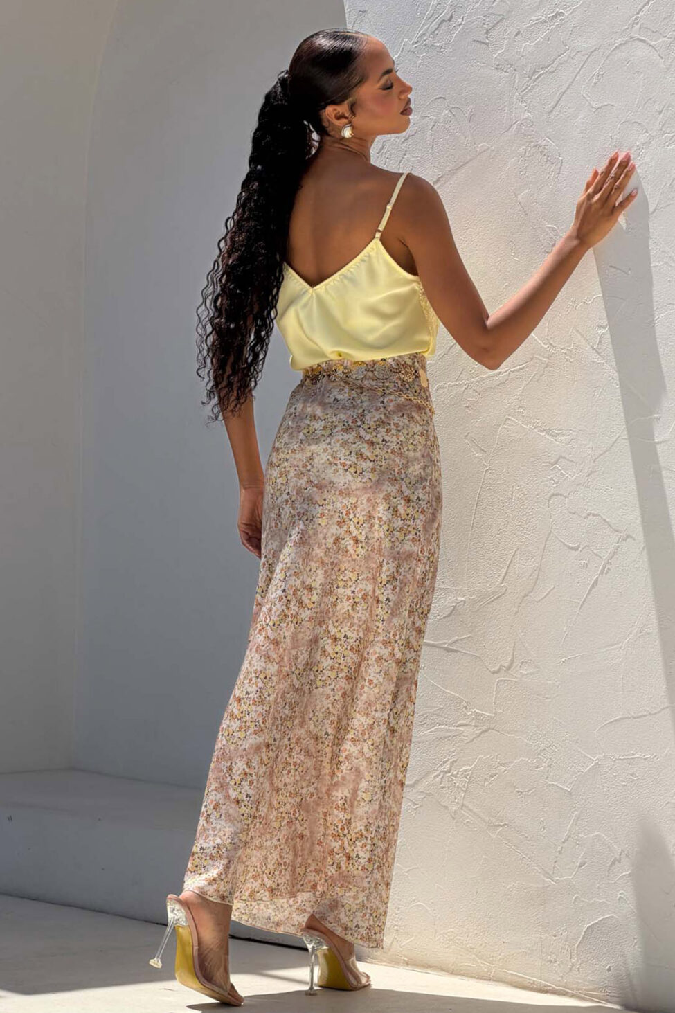 Pollie φούστα μάξι φλοράλ κίτρινο - Image 2