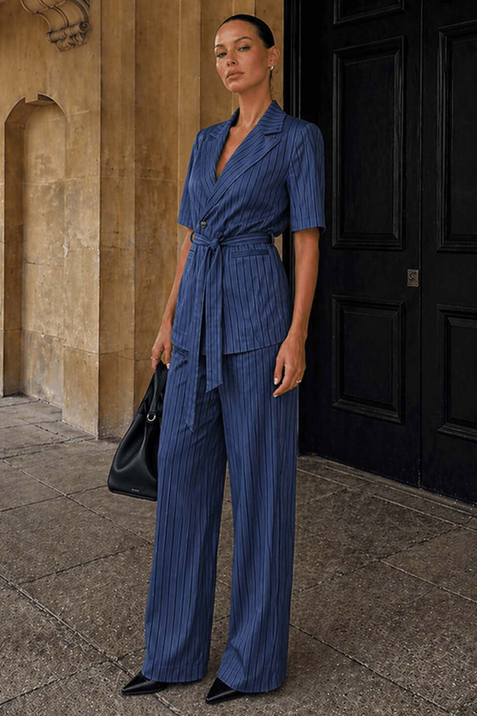 Porto fino σετ ριγέ με σακάκι και παντελόνι μπλε σκούρο - Image 2