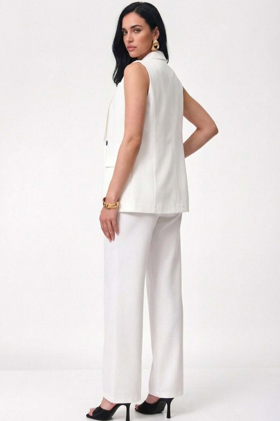 Rakel  σετ γιλέκο παντελόνι λευκό - Image 2