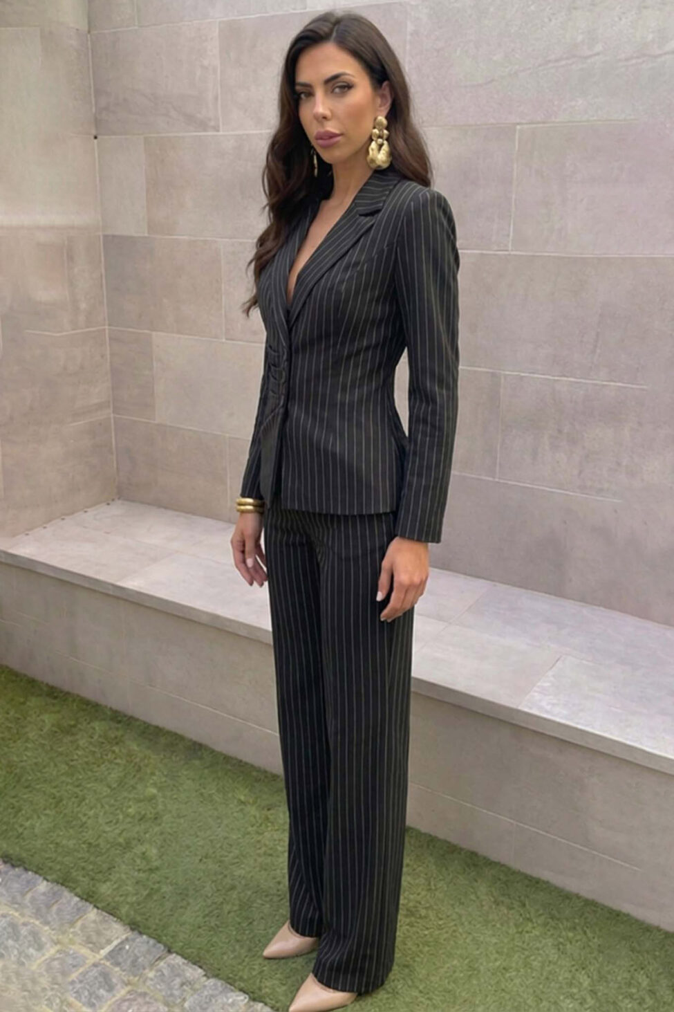 Ruxpin σετ σακάκι παντελόνι ριγέ μαύρο - Image 2
