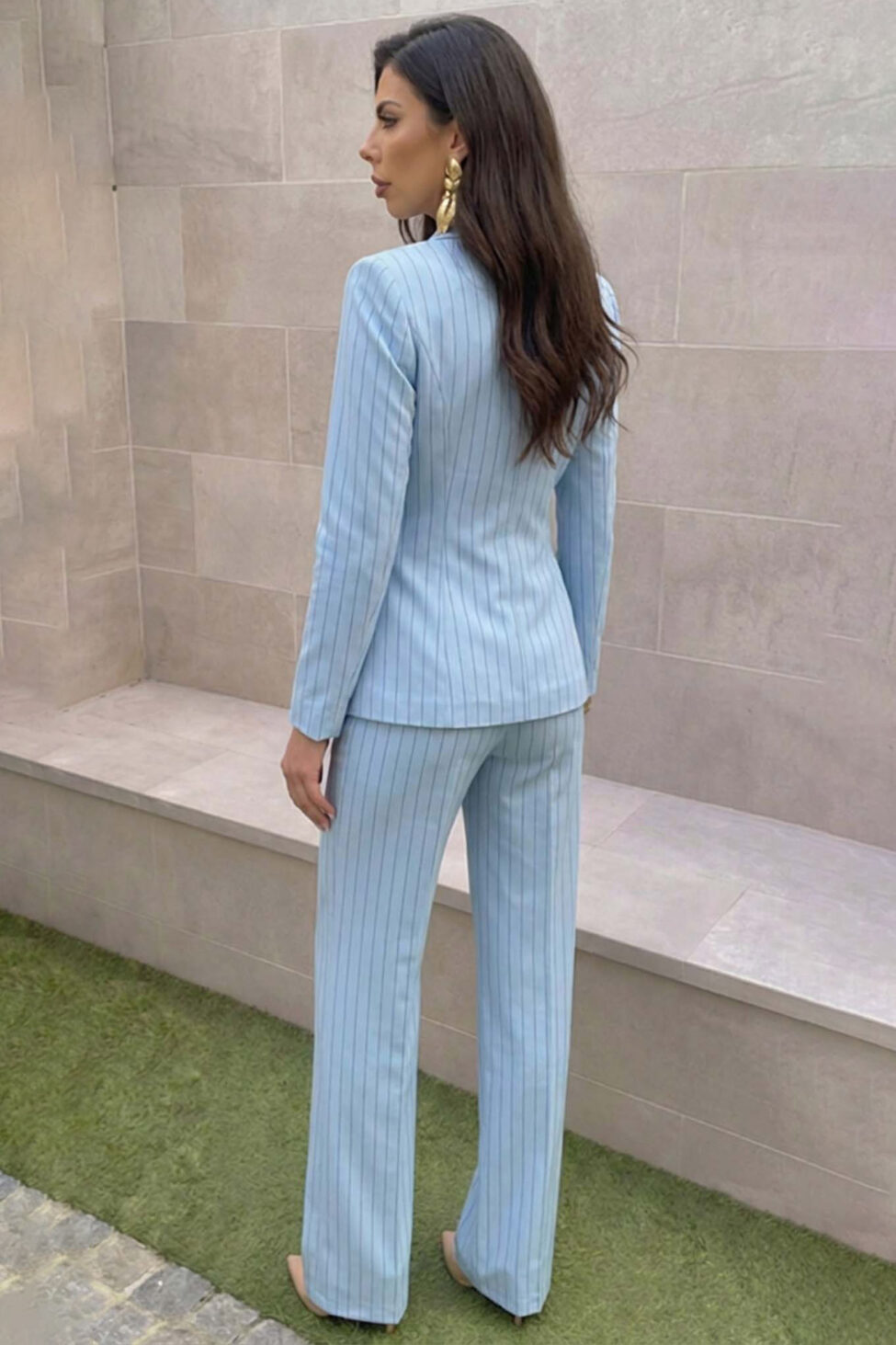 Ruxpin σετ σακάκι παντελόνι ριγέ σιελ - Image 2