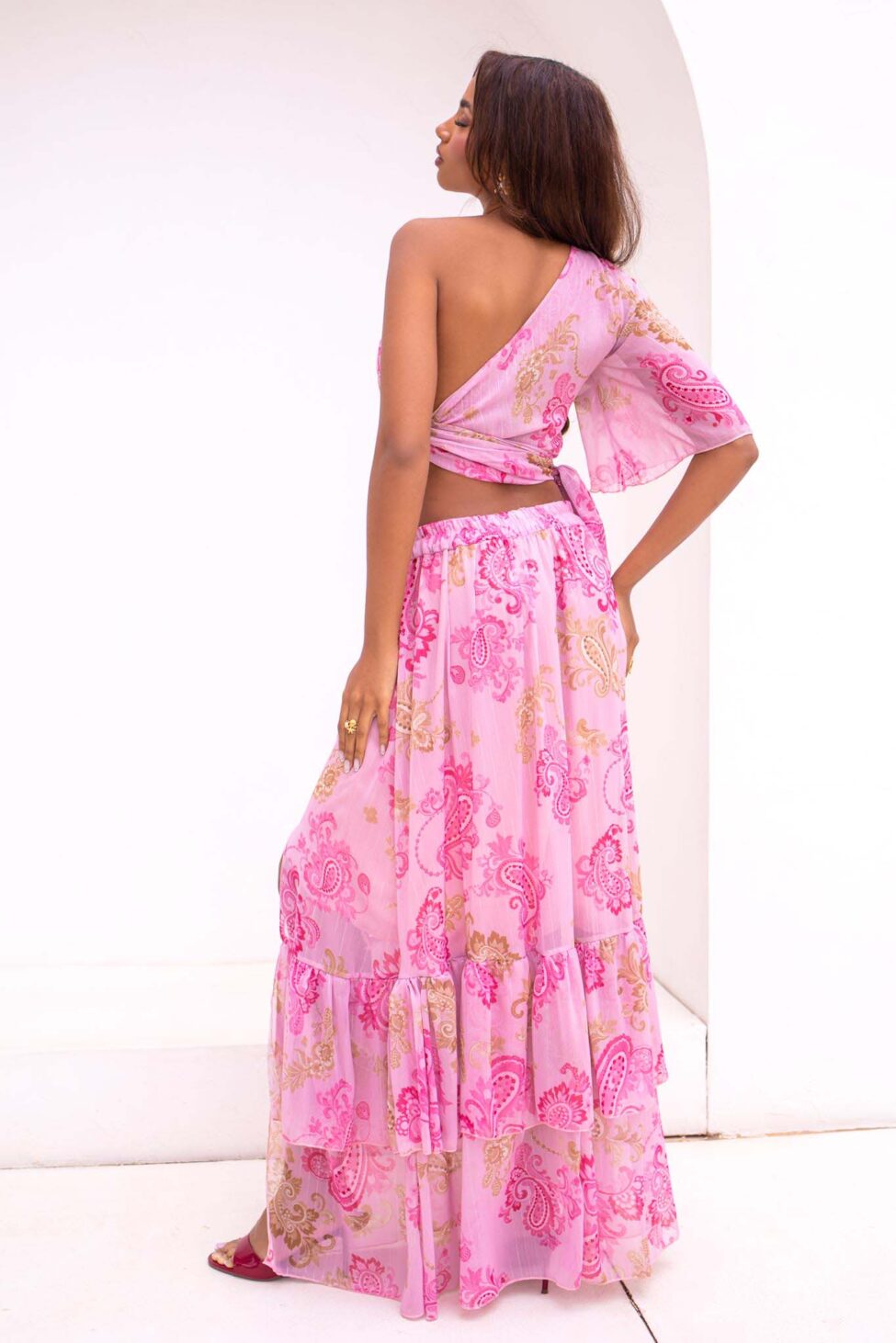 Saylor σετ τοπ - φούστα με λαχούρια ροζ - Image 3