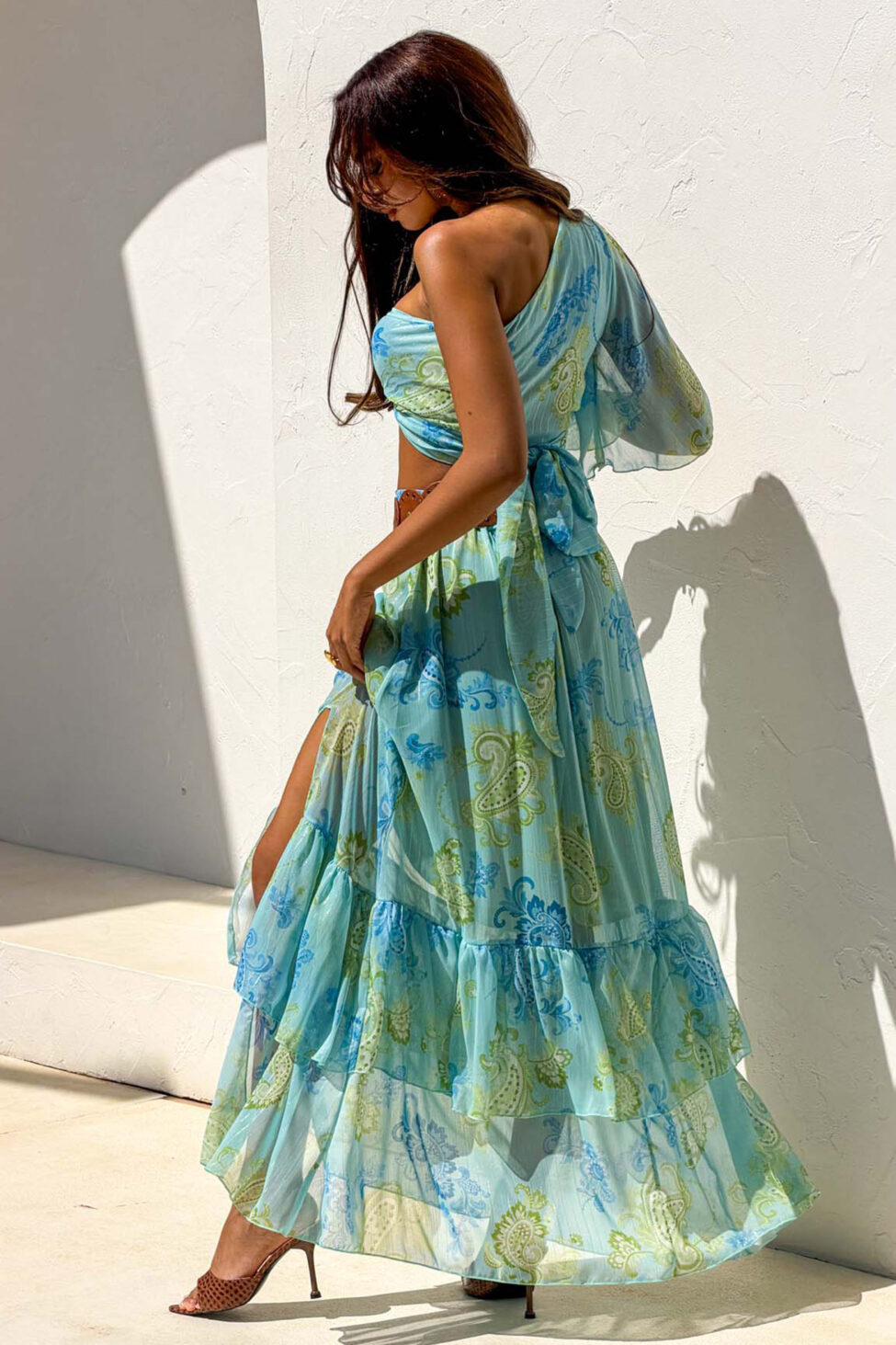 Saylor σετ τοπ - φούστα με λαχούρια τιρκουάζ - Image 4