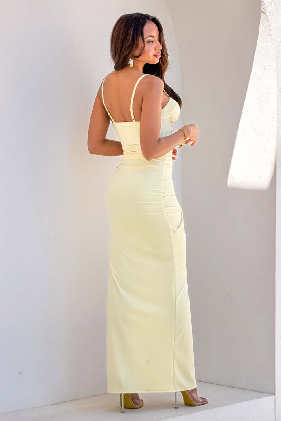 Secreta φόρεμα μάξι με τιράντες κίτρινο - Image 3