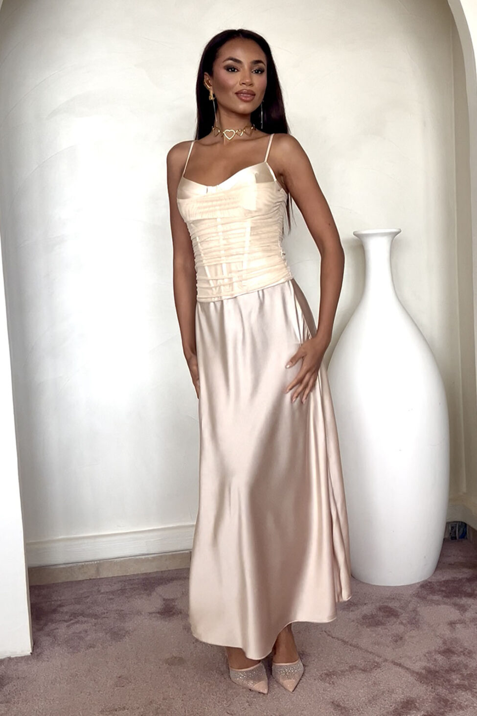 Shanon μακρυά φούστα μπεζ - Image 3