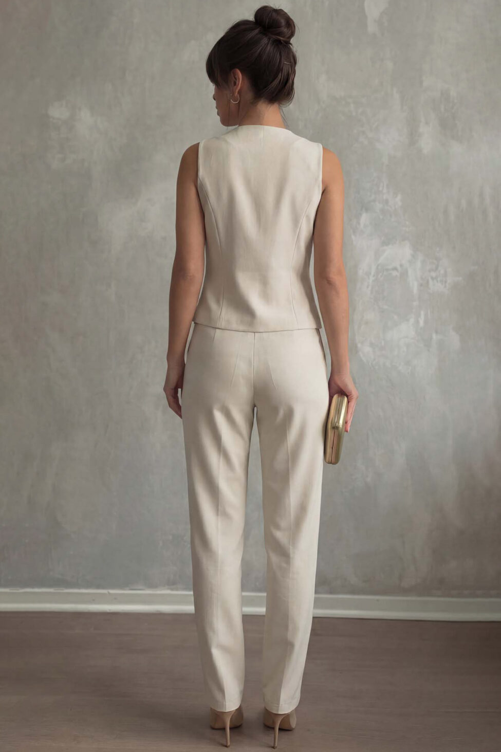 Taio σετ γιλέκο παντελόνι μπεζ - Image 2