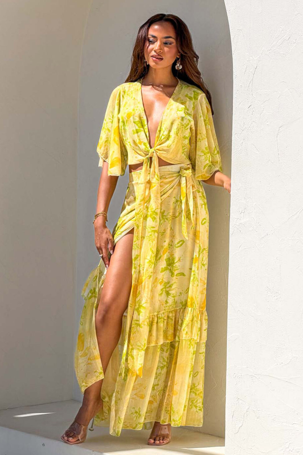 Tango σετ τοπ φούστα φλοράλ κίτρινο - Image 6