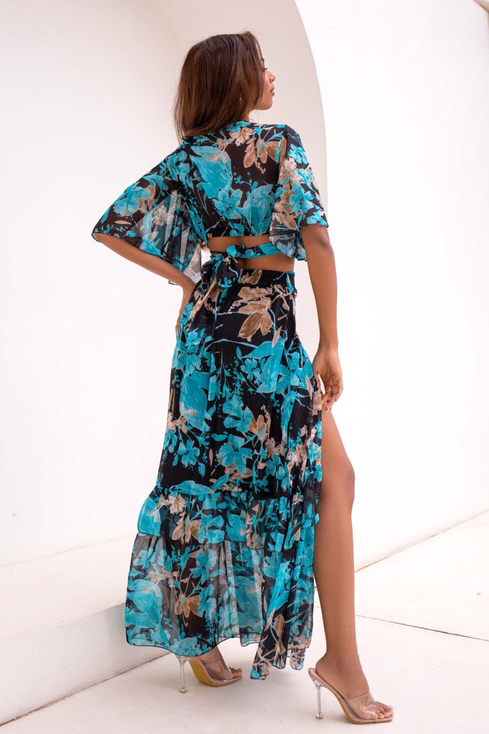 Tango σετ τοπ φούστα φλοράλ μαύρο - Image 2