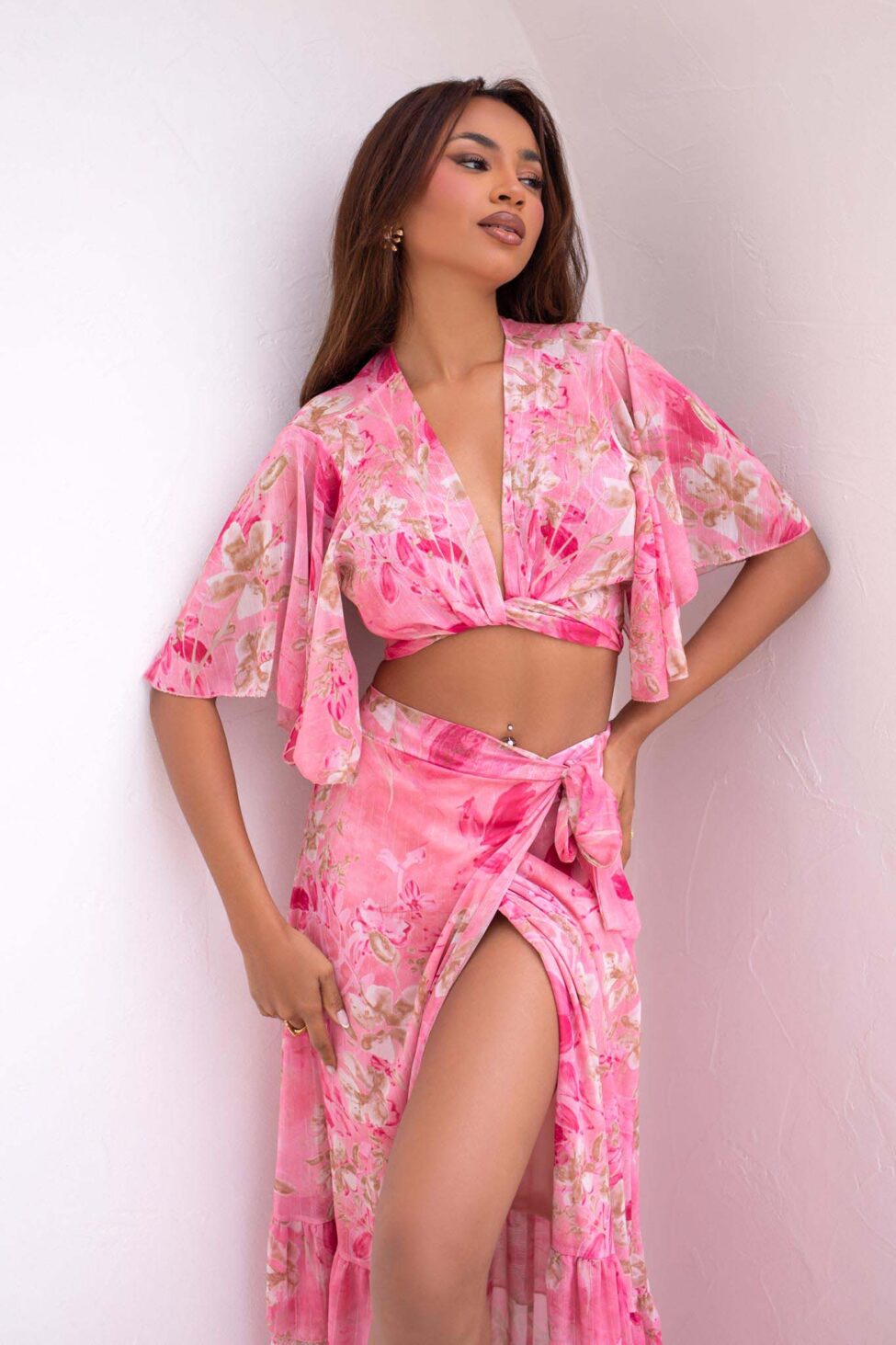 Tango σετ τοπ φούστα φλοράλ ροζ - Image 2