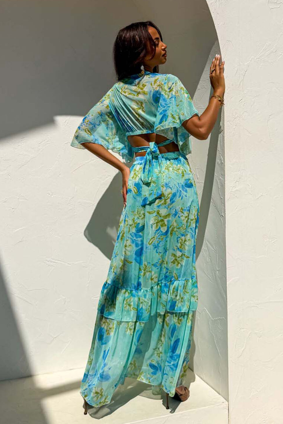 Tango σετ τοπ φούστα φλοράλ τιρκουάζ - Image 4