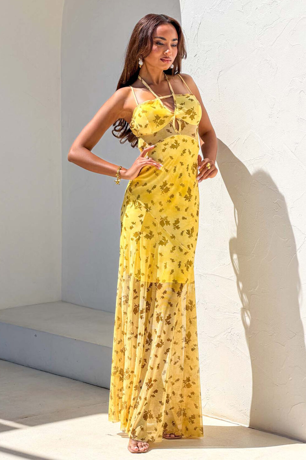 Tetra μάξι φόρεμα κίτρινο - Image 3