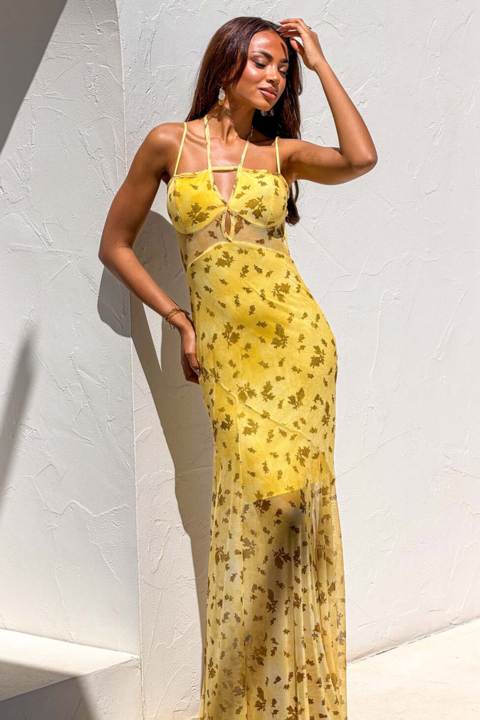Tetra μάξι φόρεμα κίτρινο - Image 4