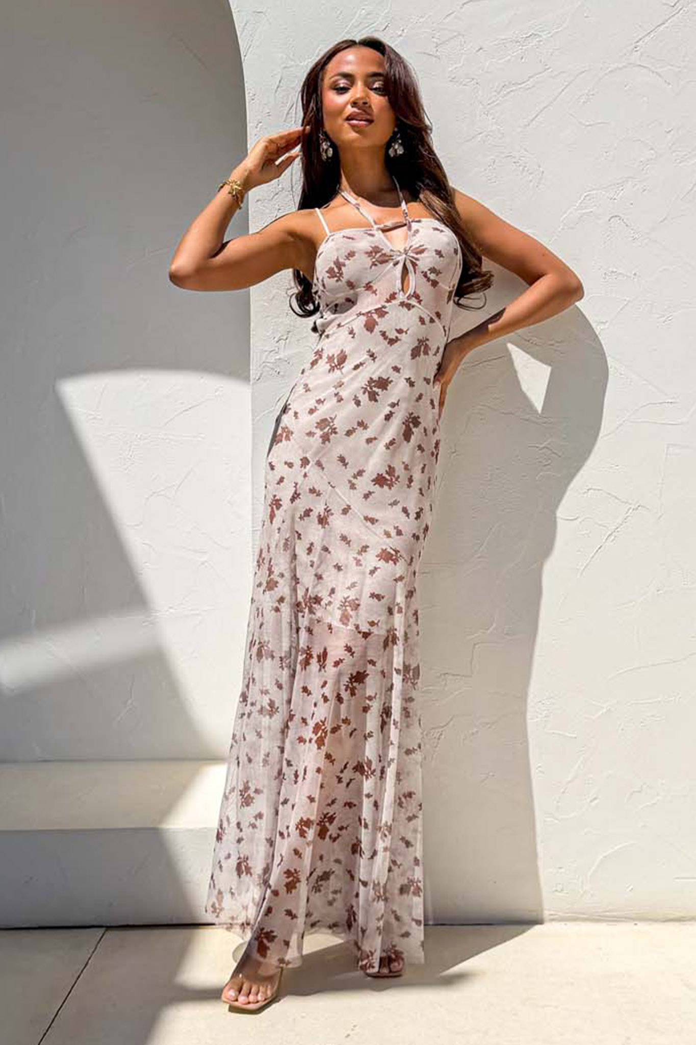 Tetra μάξι φόρεμα μπεζ Tetra μάξι φόρεμα μπεζ - Image 1